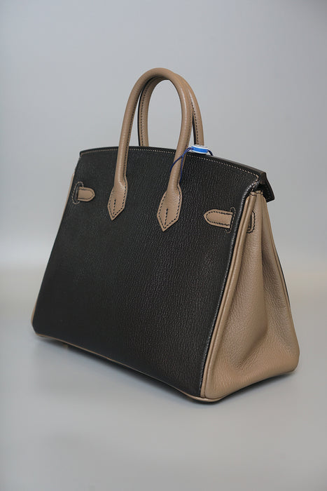 Hermes Birkin 25 HSS in Black x Etoupe Chevre Mysore Bghw
