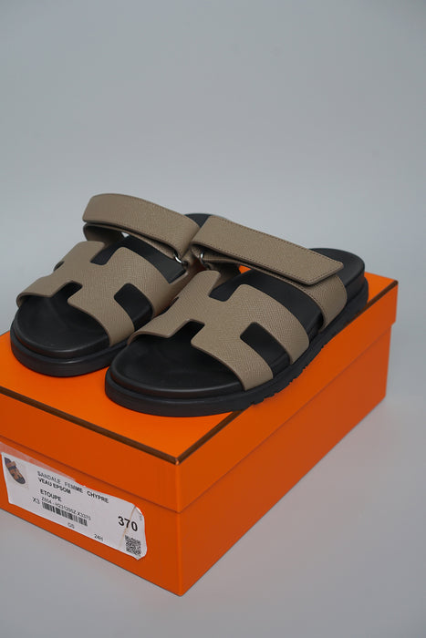 Hermes Chypre Sandals in Etoupe Size 37 (Brand New)