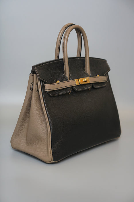 Hermes Birkin 25 HSS in Black x Etoupe Chevre Mysore Bghw