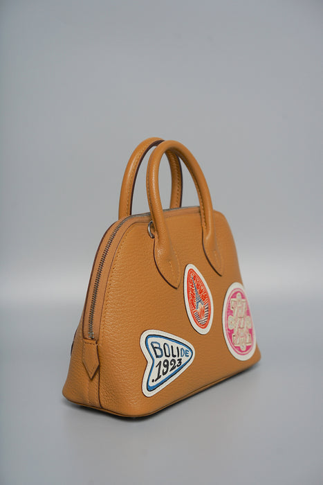 Hermes Mini Bolide in Imprime Caramel Chevre Phw (Brand New)