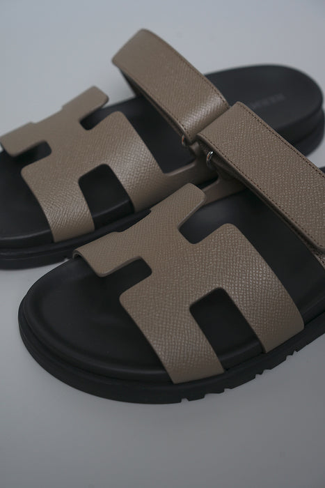 Hermes Chypre Sandals in Etoupe Size 37 (Brand New)