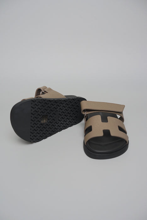 Hermes Chypre Sandals in Etoupe Size 37 (Brand New)
