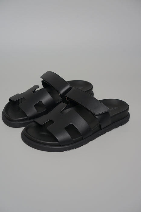 Hermes Chypre Sandals in Noir Size 37.5 (Brand New)