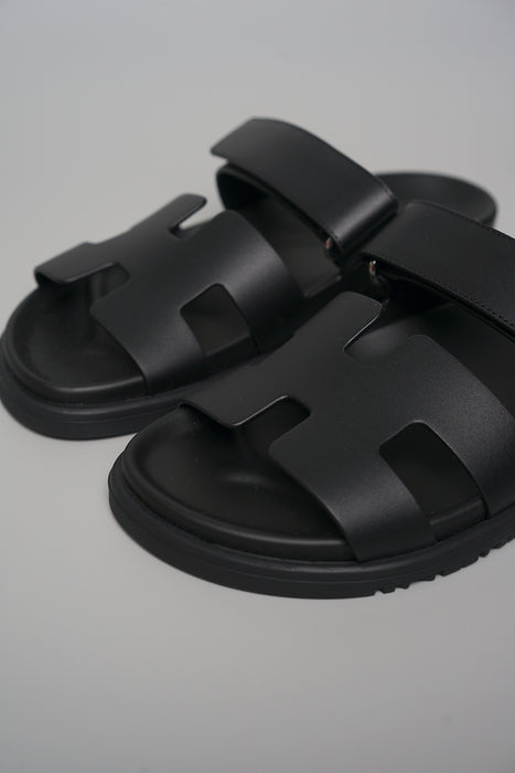 Hermes Chypre Sandals in Noir Size 37.5 (Brand New)