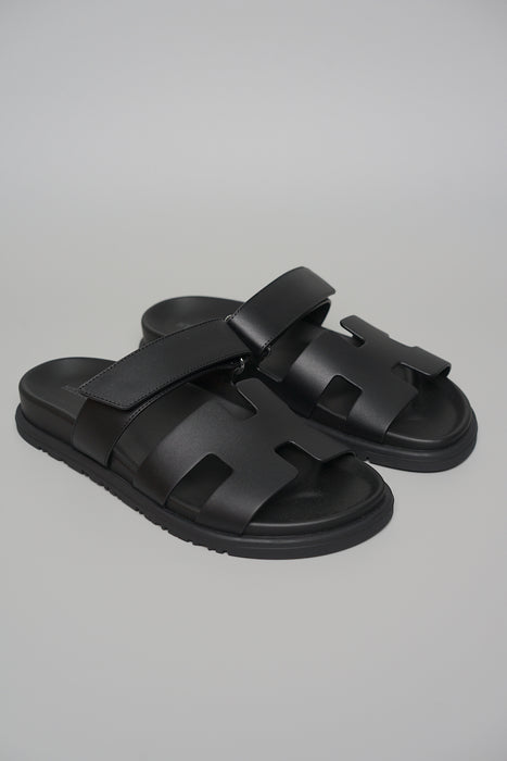Hermes Chypre Sandals in Noir Size 37.5 (Brand New)