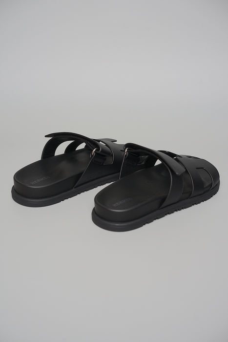 Hermes Chypre Sandals in Noir Size 37.5 (Brand New)