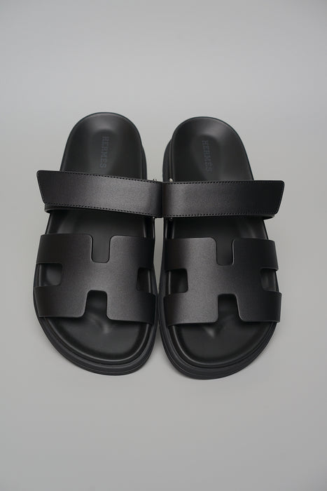 Hermes Chypre Sandals in Noir Size 37.5 (Brand New)