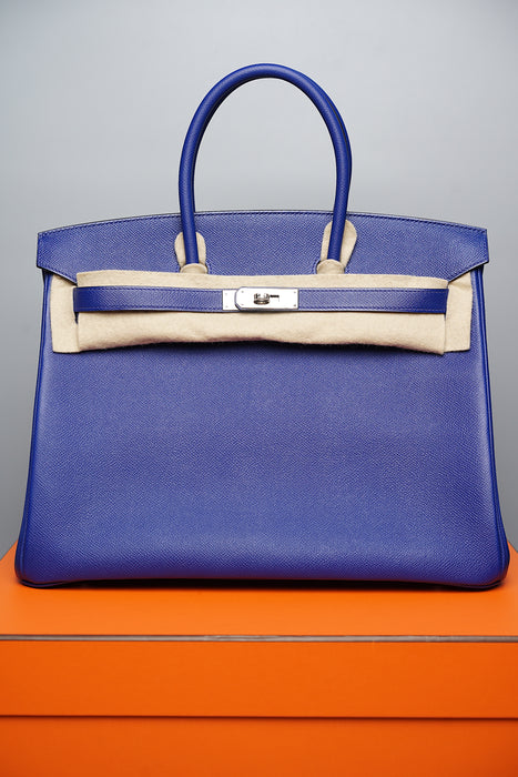 Hermes Birkin 35 in Bleu Electrique Epsom Phw (Brand New)