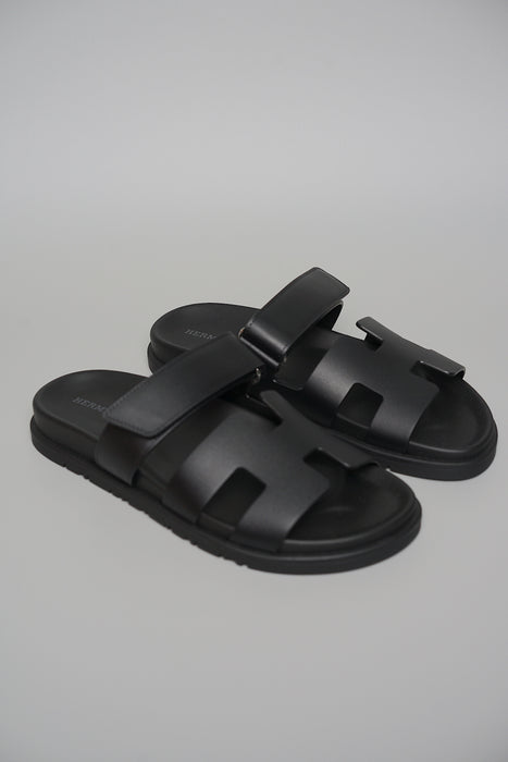 Hermes Chypre Sandals in Noir Size 38 (Brand New)