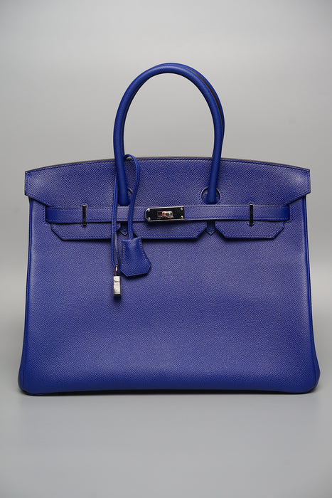 Hermes Birkin 35 in Bleu Electrique Epsom Phw (Brand New)