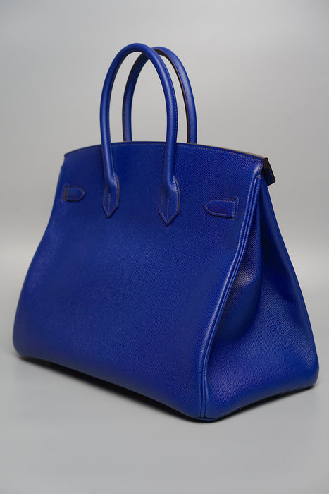 Hermes Birkin 35 in Bleu Electrique Epsom Phw (Brand New)