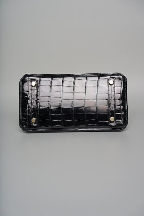 Hermes Birkin 25 in Black Shiny Niloticus Ghw