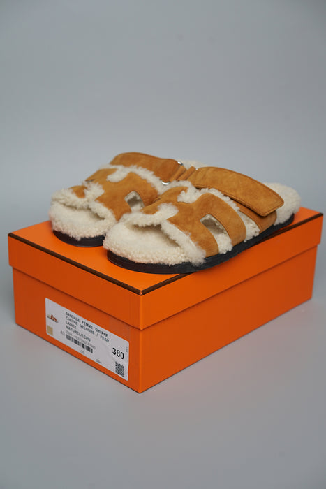 Hermes Chypre Shearling  Sandals in Naturel / Ecru Size 36 (Brand New)