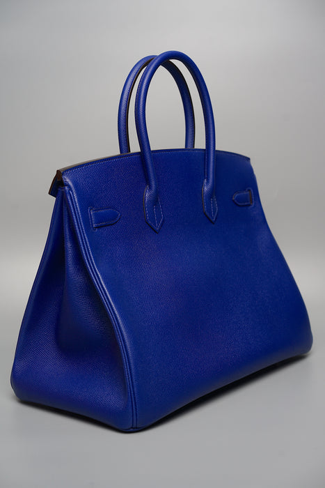 Hermes Birkin 35 in Bleu Electrique Epsom Phw (Brand New)