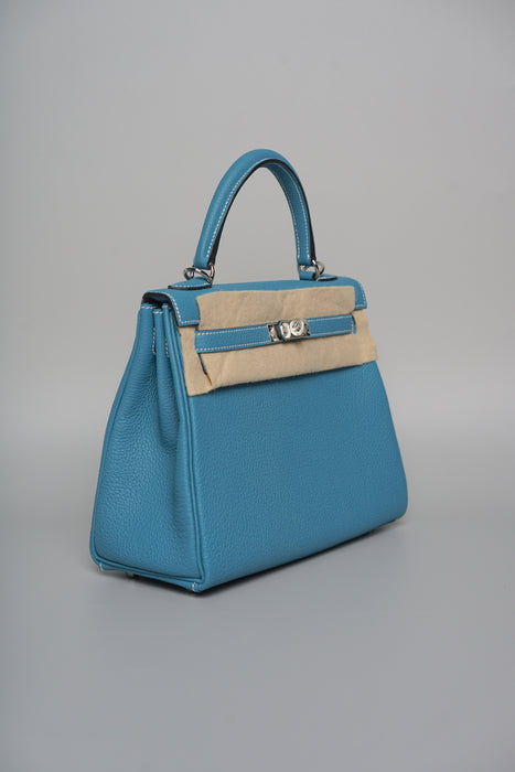 Hermes Kelly 25 in Blue Jean Togo Phw (Brand New)