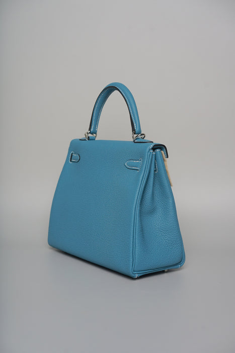 Hermes Kelly 25 in Blue Jean Togo Phw (Brand New)