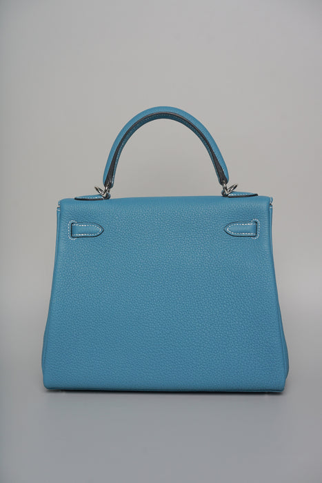 Hermes Kelly 25 in Blue Jean Togo Phw (Brand New)