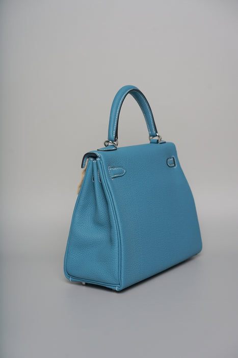 Hermes Kelly 25 in Blue Jean Togo Phw (Brand New)