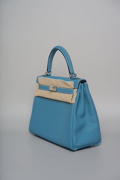 Hermes Kelly 25 in Blue Jean Togo Phw (Brand New)