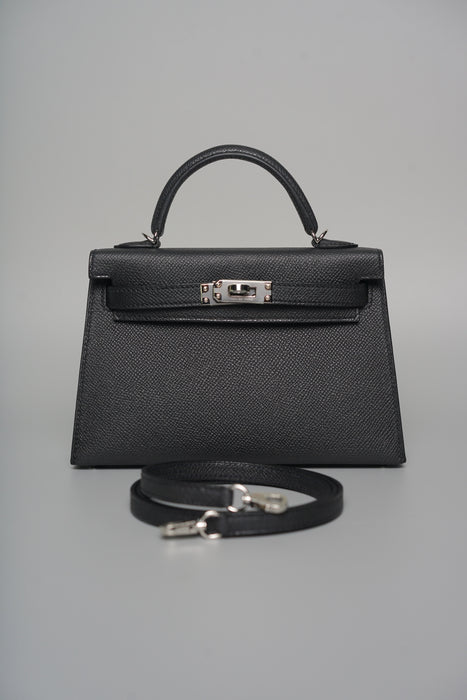 Hermes Kelly 20 in Black Epsom Phw (Brand New)