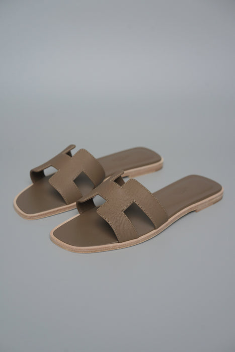 Hermes Oran Sandals in Etoupe Size 38 (Brand New)