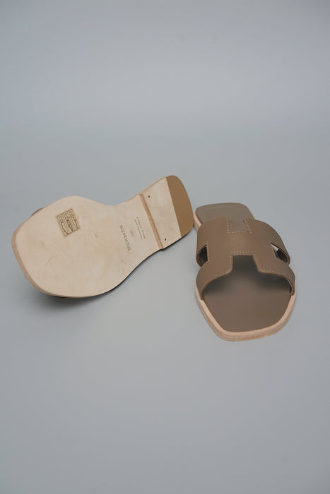 Hermes Oran Sandals in Etoupe Size 38 (Brand New)