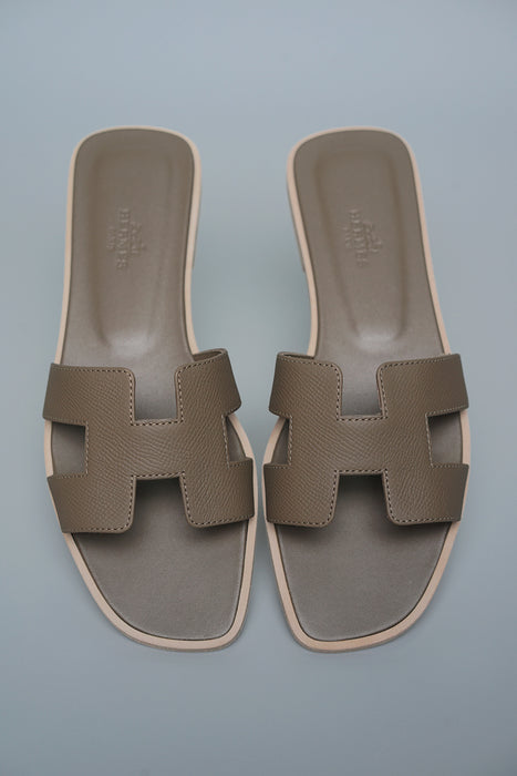 Hermes Oran Sandals in Etoupe Size 38 (Brand New)