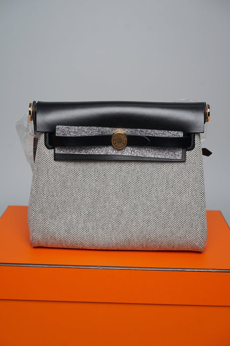 Hermes Mini HerBag in Ecru/Noir Ghw (Brand New)