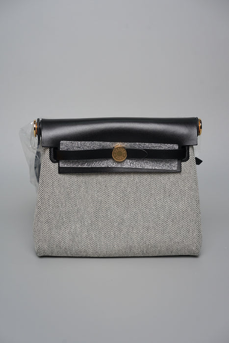 Hermes Mini HerBag in Ecru/Noir Ghw (Brand New)