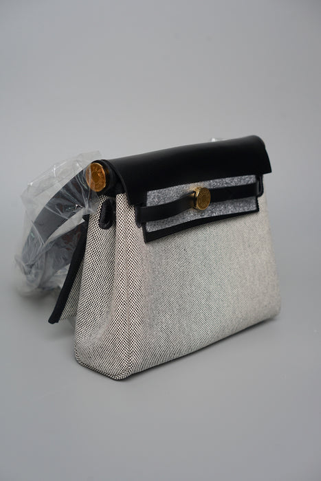Hermes Mini HerBag in Ecru/Noir Ghw (Brand New)
