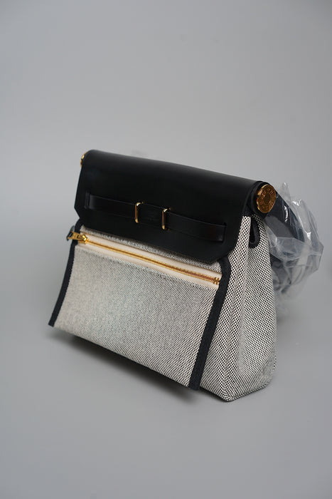 Hermes Mini HerBag in Ecru/Noir Ghw (Brand New)