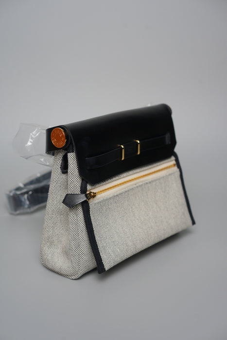 Hermes Mini HerBag in Ecru/Noir Ghw (Brand New)