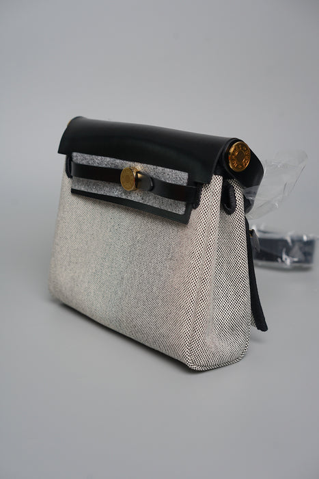 Hermes Mini HerBag in Ecru/Noir Ghw (Brand New)