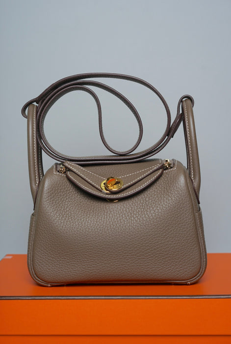 Hermes Mini Lindy in Etoupe Ghw