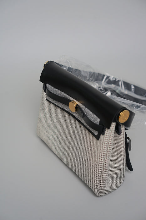Hermes Mini HerBag in Ecru/Noir Ghw (Brand New)