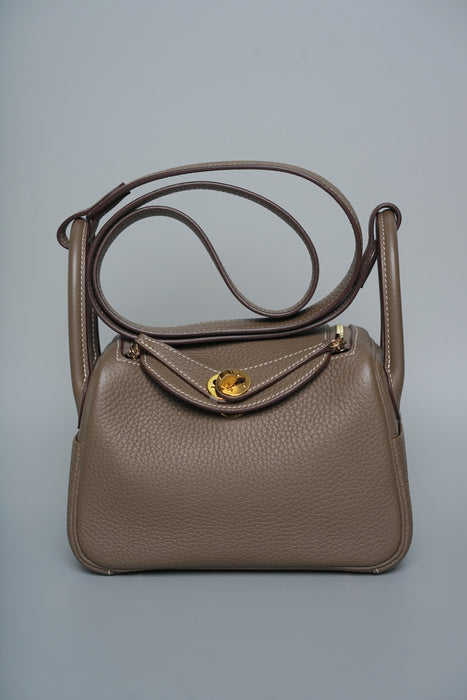 Hermes Mini Lindy in Etoupe Ghw