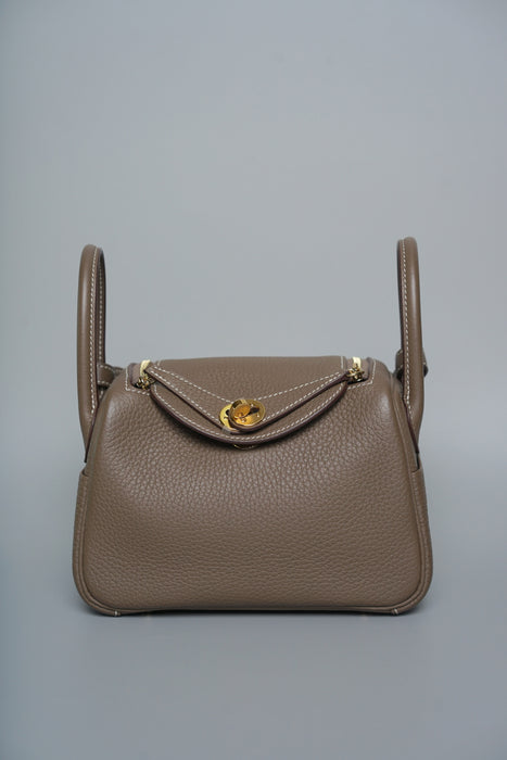 Hermes Mini Lindy in Etoupe Ghw