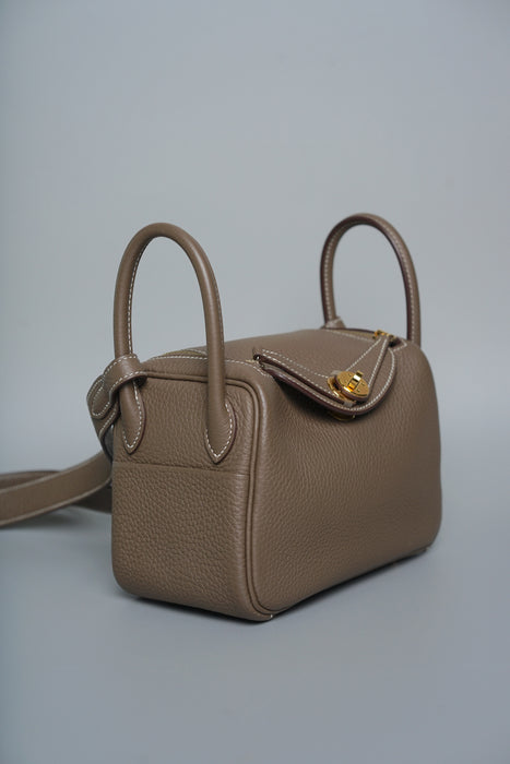 Hermes Mini Lindy in Etoupe Ghw