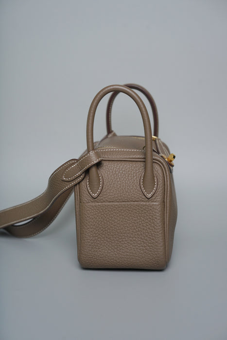 Hermes Mini Lindy in Etoupe Ghw
