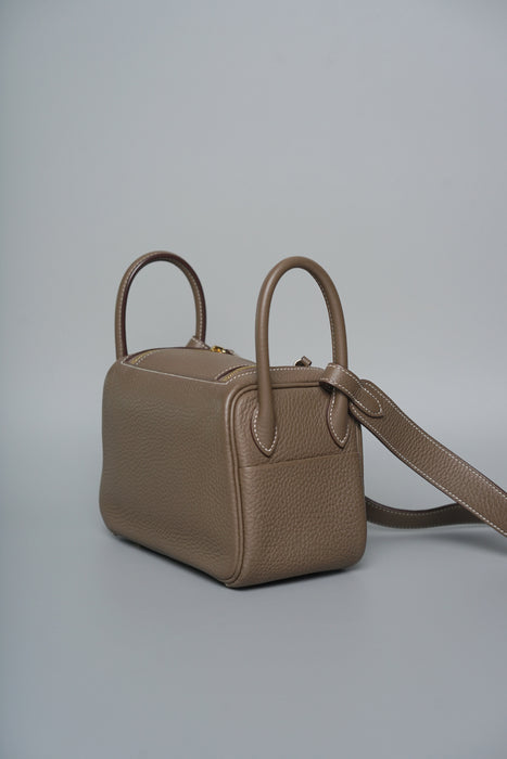 Hermes Mini Lindy in Etoupe Ghw
