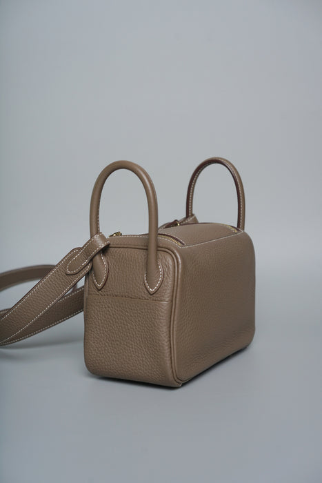 Hermes Mini Lindy in Etoupe Ghw