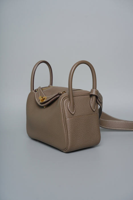 Hermes Mini Lindy in Etoupe Ghw