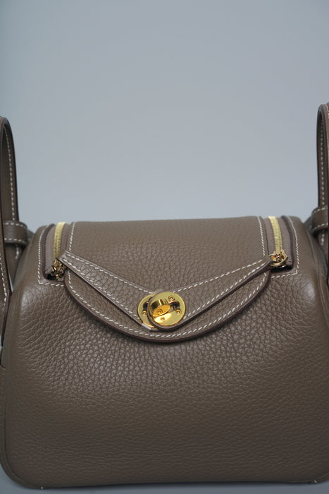 Hermes Mini Lindy in Etoupe Ghw