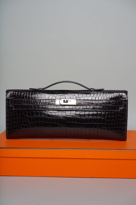 Hermes Kelly Cut in Prunoir Shiny Porosus