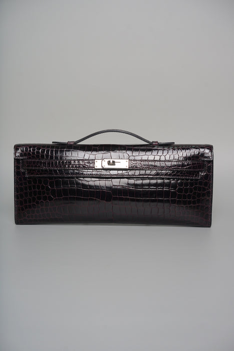 Hermes Kelly Cut in Prunoir Shiny Porosus