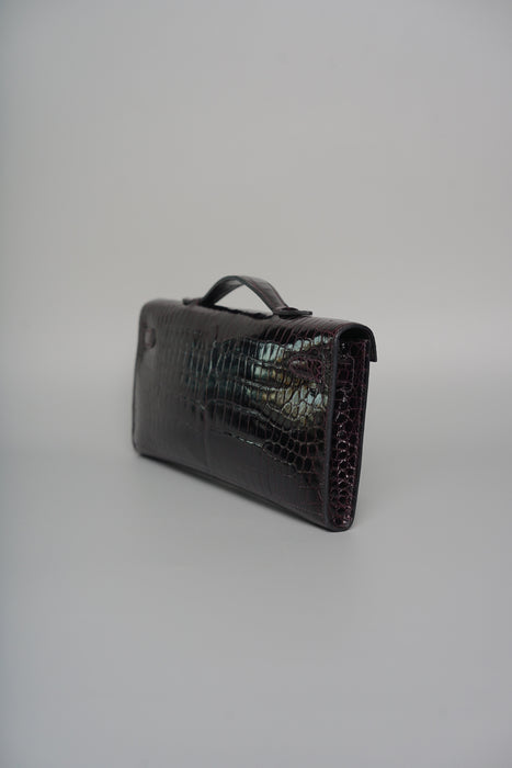 Hermes Kelly Cut in Prunoir Shiny Porosus
