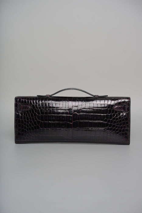 Hermes Kelly Cut in Prunoir Shiny Porosus