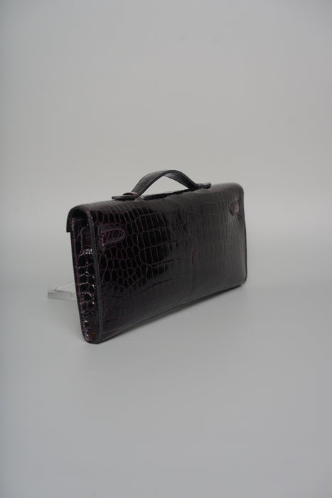 Hermes Kelly Cut in Prunoir Shiny Porosus
