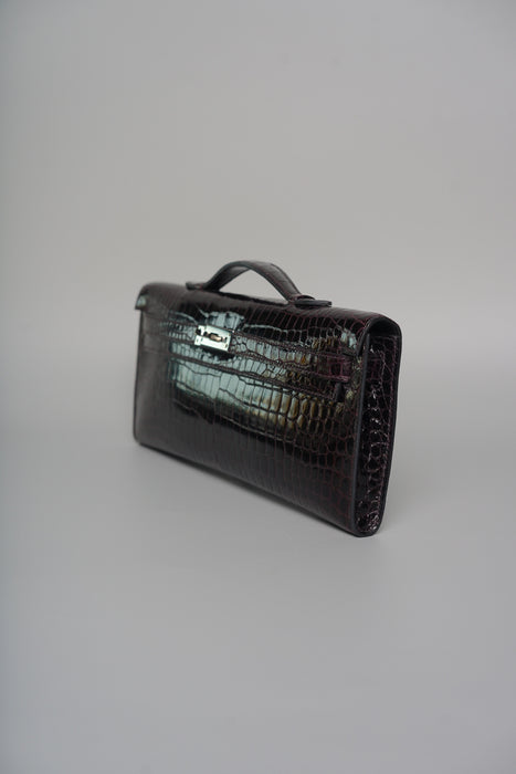 Hermes Kelly Cut in Prunoir Shiny Porosus