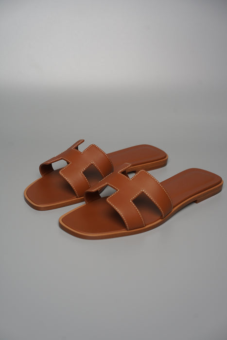 Hermes Oran Sandals in Gold Size 38 (Brand New)